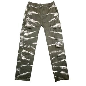 MNML Silhouette Cargo Pants Mens 30 Olive Green Bleach Effect Utility Tactical